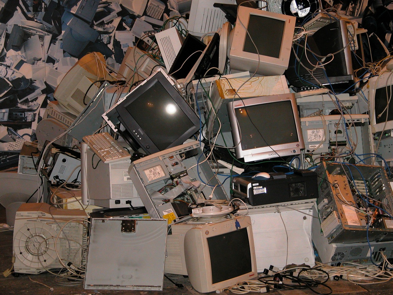 Piled up electronic waste